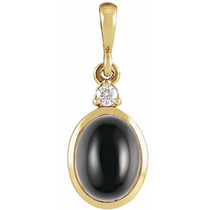 14K White Gold Natural Ethiopian Opal & Diamond Pendant - Bezel-Set