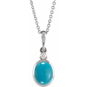 Natural Ethiopian Opal & Diamond Bezel-Set Cabochon Necklace in 14K Gold, Silver & Platinum