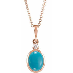 1/100 CTW Diamond Round Cabochon Bezel-Set Necklace in 14K Gold, Silver & Platinum