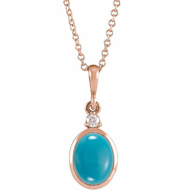 14K Gold Ethiopian Opal And Natural Diamond Bezel-Set Cabochon Pendant