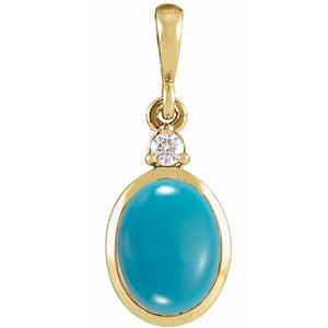 14K White Gold Natural Ethiopian Opal & Diamond Pendant - Bezel-Set