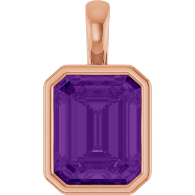 Natural Amethyst & Gemstone Pendant in 14K Gold, Silver & Platinum