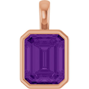 Natural Amethyst & Gemstone Pendant in 14K Gold, Silver & Platinum