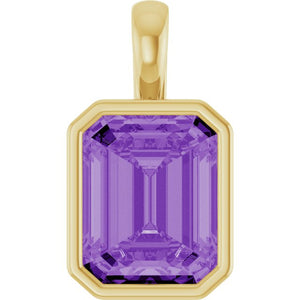 Lab-Grown Purple Sapphire Pendant Crafted in 14K Gold, Silver & Platinum