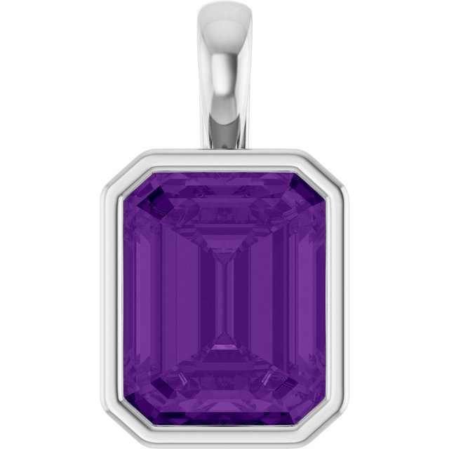 Natural Amethyst & Gemstone Pendant in 14K Gold, Silver & Platinum