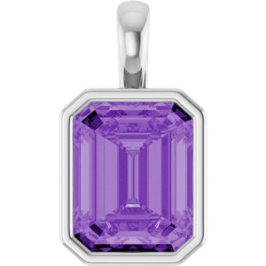 Lab-Grown Purple Sapphire Pendant Crafted in 14K Gold, Silver & Platinum