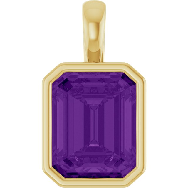 Natural Amethyst & Gemstone Pendant in 14K Gold, Silver & Platinum