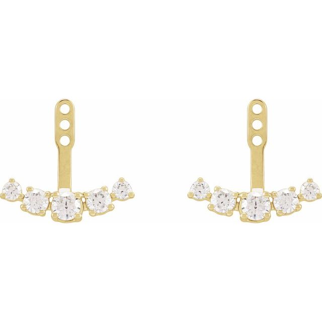 14K Gold 3.65 mm Round 1 CTW Lab-Grown Diamond Earring Jackets