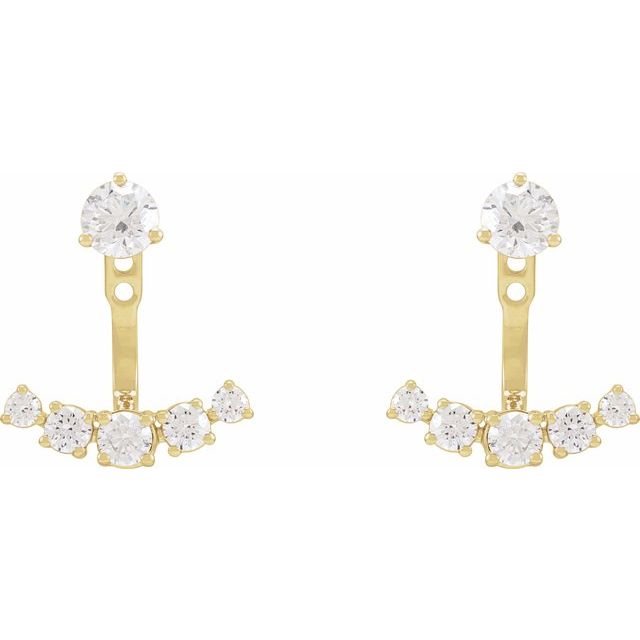 14K Gold 3.65 mm Round 1 CTW Lab-Grown Diamond Earring Jackets