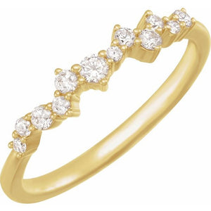 14K Gold Lab-Grown Diamond Scattered Stackable Ring