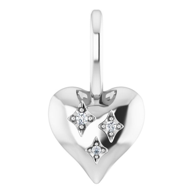 14K Gold Natural Diamond Heart Charm Pendant