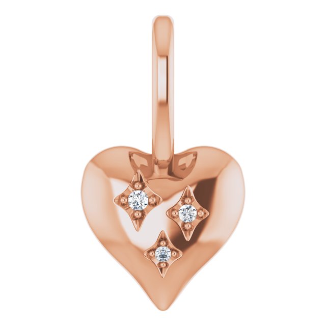 14K Gold Natural Diamond Heart Charm Pendant