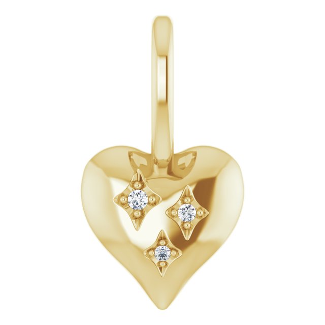 14K Gold Natural Diamond Heart Charm Pendant