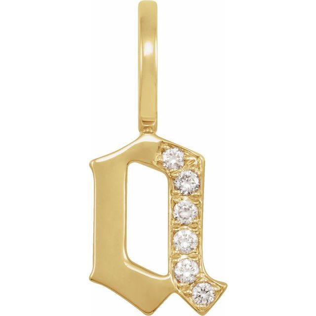 14K Gold Gothic Initial Charm/Pendant