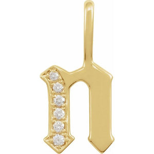 0.06 Ctw Natural Diamond Gothic Initial Charm/Pendant