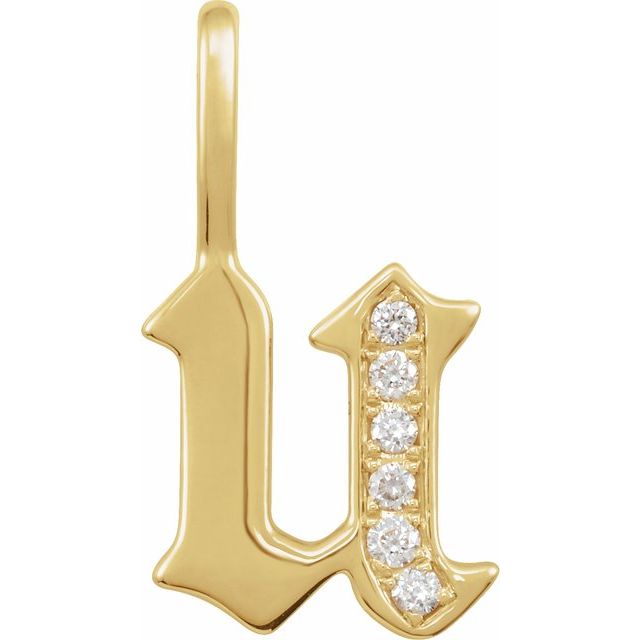 0.06 Ctw Natural Diamond Gothic Initial Charm/Pendant