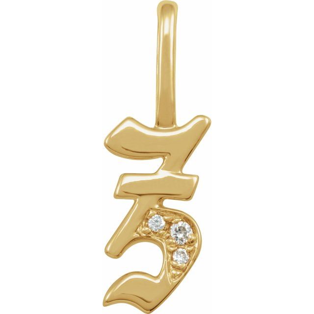 0.025 CTW Natural Diamond Gothic Initial Pendant in 14K Gold