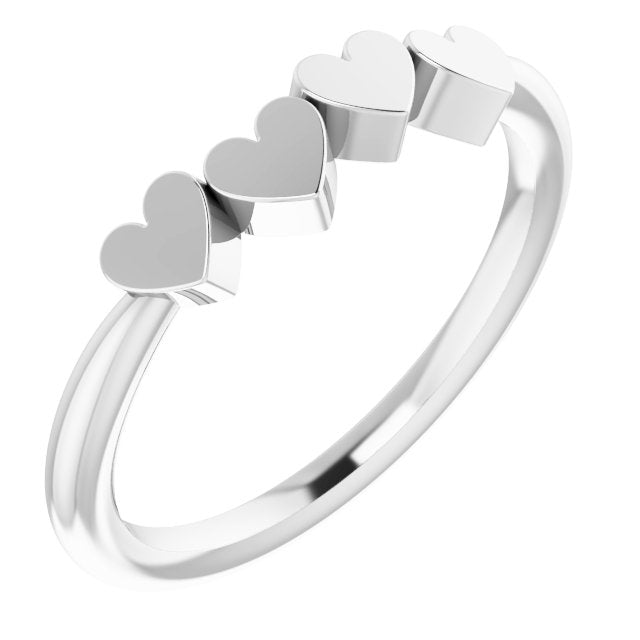 Engravable Family Ring with Heart Design in 14K Gold & Platinum