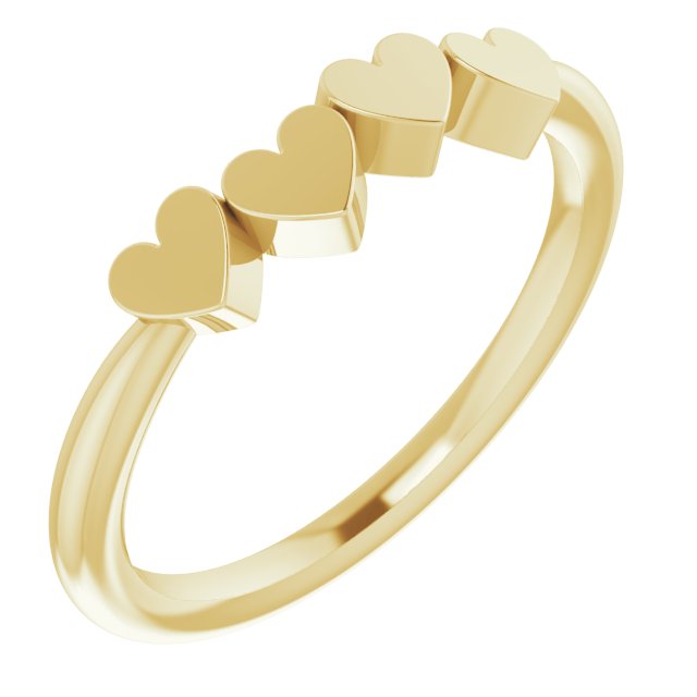 Engravable Family Ring with Heart Design in 14K Gold & Platinum