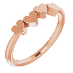 Engravable Heart Family Ring in 14K Gold & Platinum