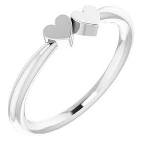 Engravable Family Ring with Heart Design in 14K Gold & Platinum