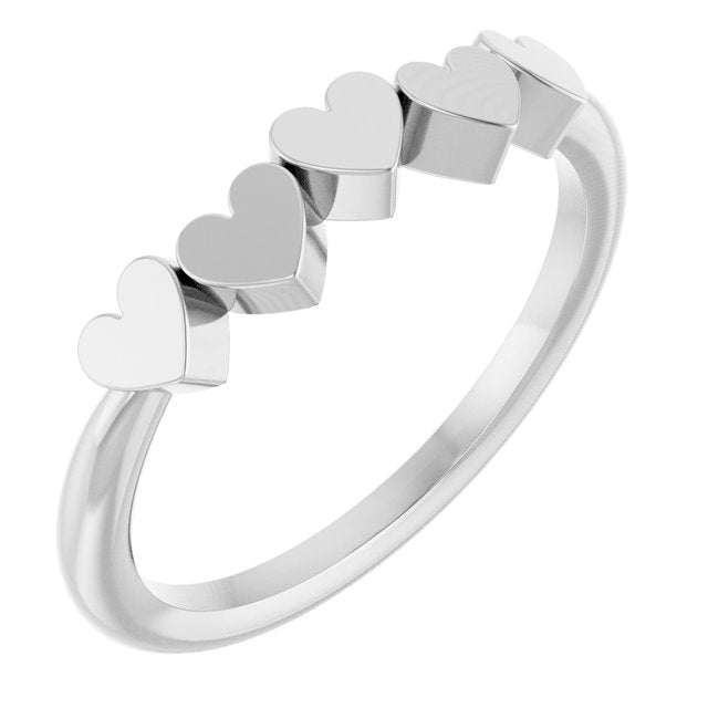 Engravable Family Ring with Heart Design in 14K Gold & Platinum