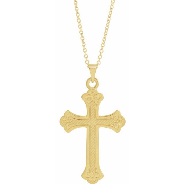 14K White Gold Elegant Cross Pendant Necklace – Faith-Inspired Design