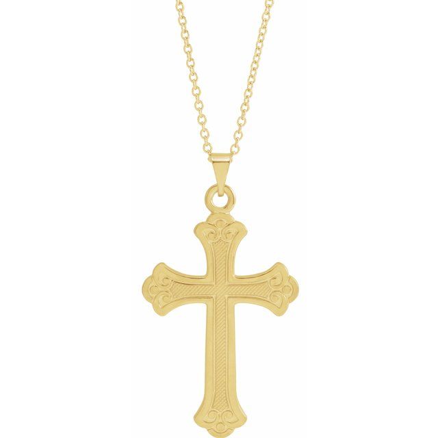 14K White Cross Pendant