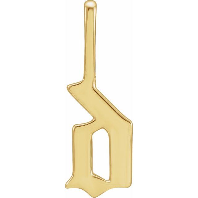 Gothic Initial Charm Pendant in 14K Gold with Multiple Design Options