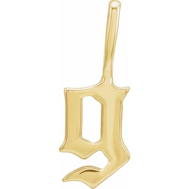 Gothic Initial Charm Pendant in 14K Gold with Multiple Design Options