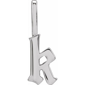 Gothic Initial Charm Pendant in 14K Gold with Multiple Design Options