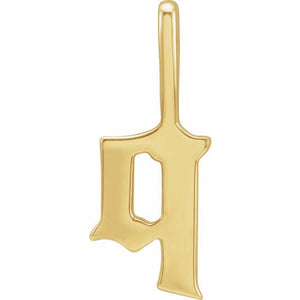 Gothic Initial Charm Pendant in 14K Gold with Multiple Design Options