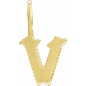Gothic Initial Charm Pendant in 14K Gold with Multiple Design Options