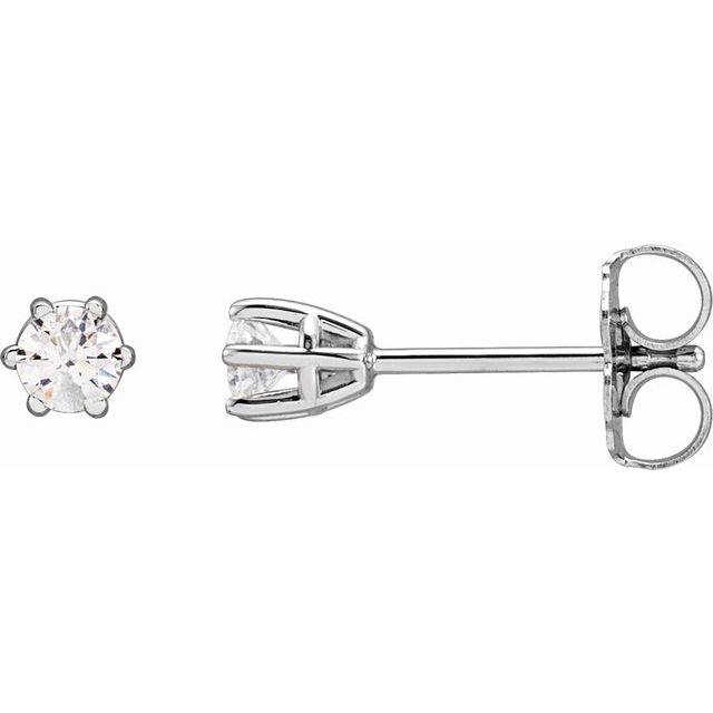 14K Gold Natural Diamond 6-Prong Wire Basket Earrings