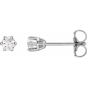 14K Gold Natural Diamond 6-Prong Wire Basket Earrings