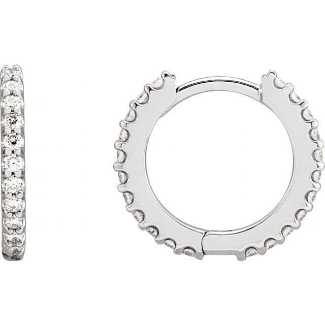 14K Gold Natural Diamond Hoop Earrings - Options Available