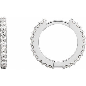 14K Gold Natural Diamond Hoop Earrings - Options Available