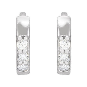 14K Rose Gold 1/8 CTW Natural Diamond Polished Huggie Hoop Earrings