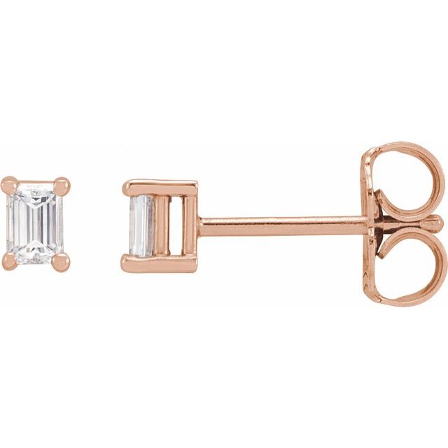 14K Gold Natural Diamond 4-Prong Basket Earrings