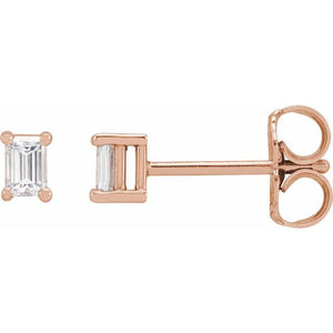 14K Gold Natural Diamond 4-Prong Basket Earrings