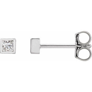 14K Gold Natural Diamond Bezel Earrings - Options Available