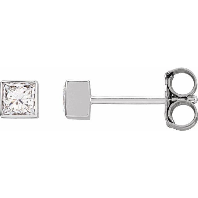 14K Gold Natural Diamond Bezel Earrings - Options Available