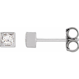 14K Gold Natural Diamond Bezel Earrings - Options Available