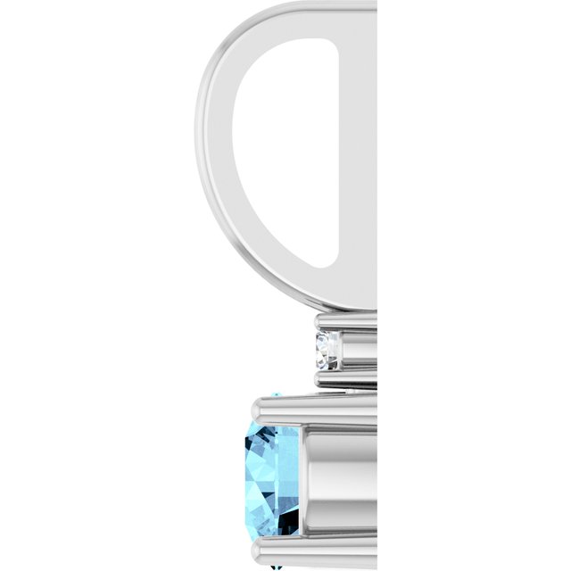 14K Gold Aquamarine and Diamond Charm Pendant