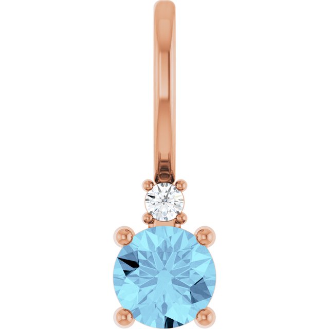 14K Gold Aquamarine and Diamond Charm Pendant