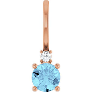 14K Gold Aquamarine and Diamond Charm Pendant