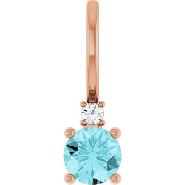 Natural Aquamarine and Diamond Charm Pendant in 14K Gold, Platinum & Sterling Silver