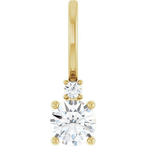 14K Gold Aquamarine and Diamond Charm Pendant