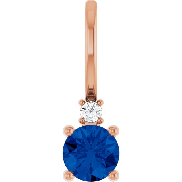 Lab-Grown Emerald and .015 Ct Natural Diamond Charm in 14K Gold, Silver & Platinum