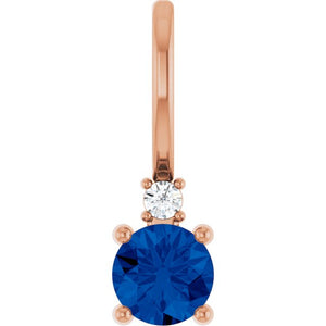 Lab-Grown Emerald and .015 Ct Natural Diamond Charm in 14K Gold, Silver & Platinum